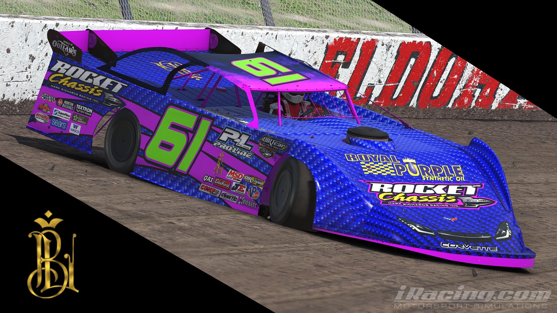 Dirt Late Model Rocket Chassis Blue Carbon Fiber #3 by Brandon