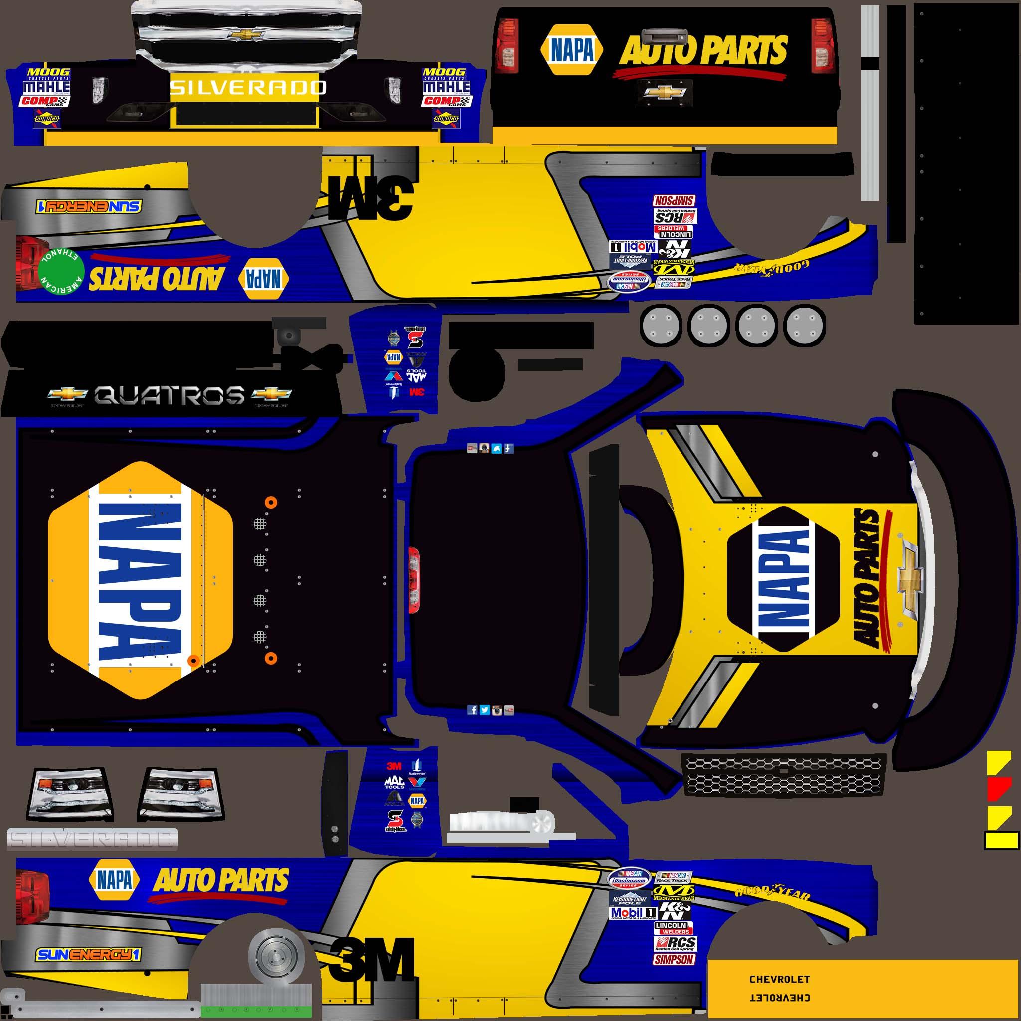 Napa Auto Parts Chevy Silverado 2015 Truck Custom Paint Scheme_V4A by