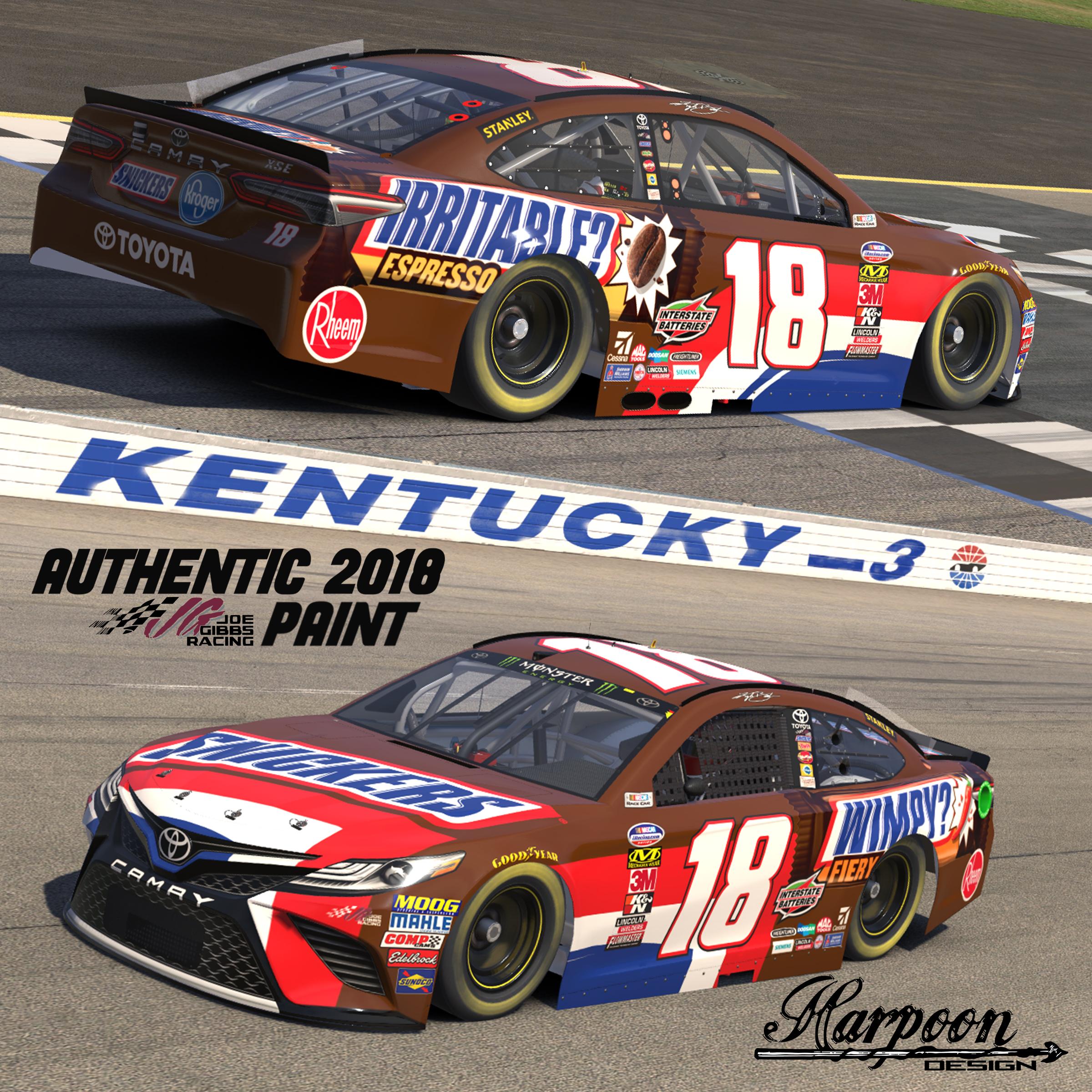 2018 JGR Authentic Kyle Busch Snickers Intense Camry by Brantley Roden