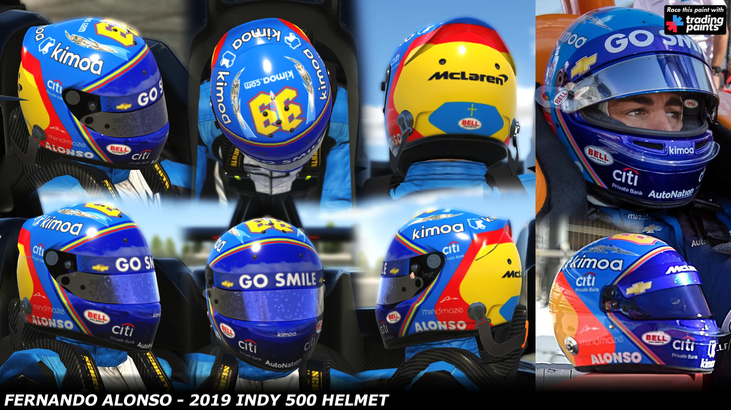 Revocation isolation select Fernando Alonso - Indy 500 2019 Helmet by George Simmons - Trading Paints