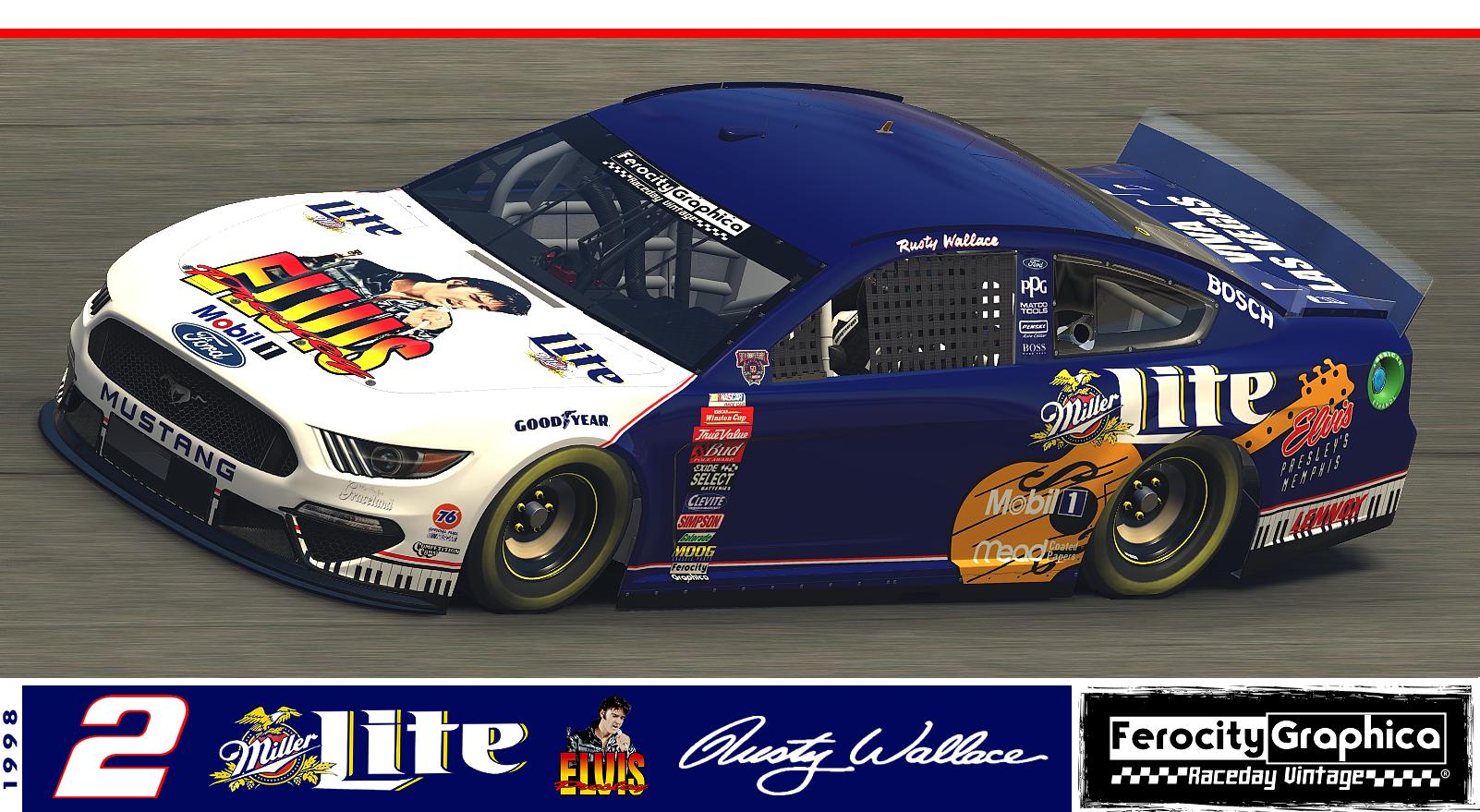 1998 2 Rusty Wallace Miller Lite Elvis Ford Winston Cup (NO Numbers