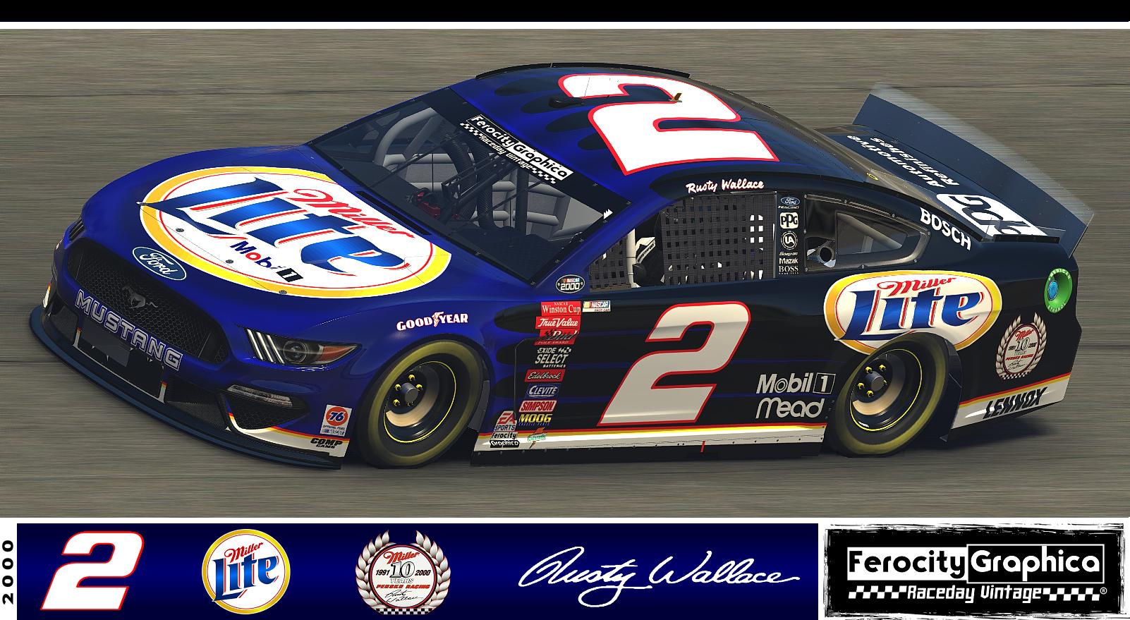 2000 2 Rusty Wallace Miller Lite 10th Anniversary Ford Winston Cup by