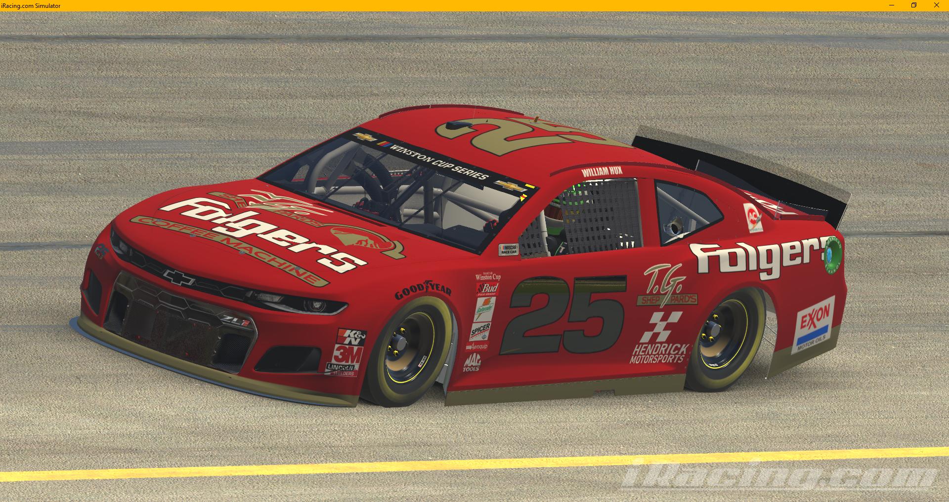 william hux, tim richmond folgers coffee number 25 by Cj Cauley Trading Paints