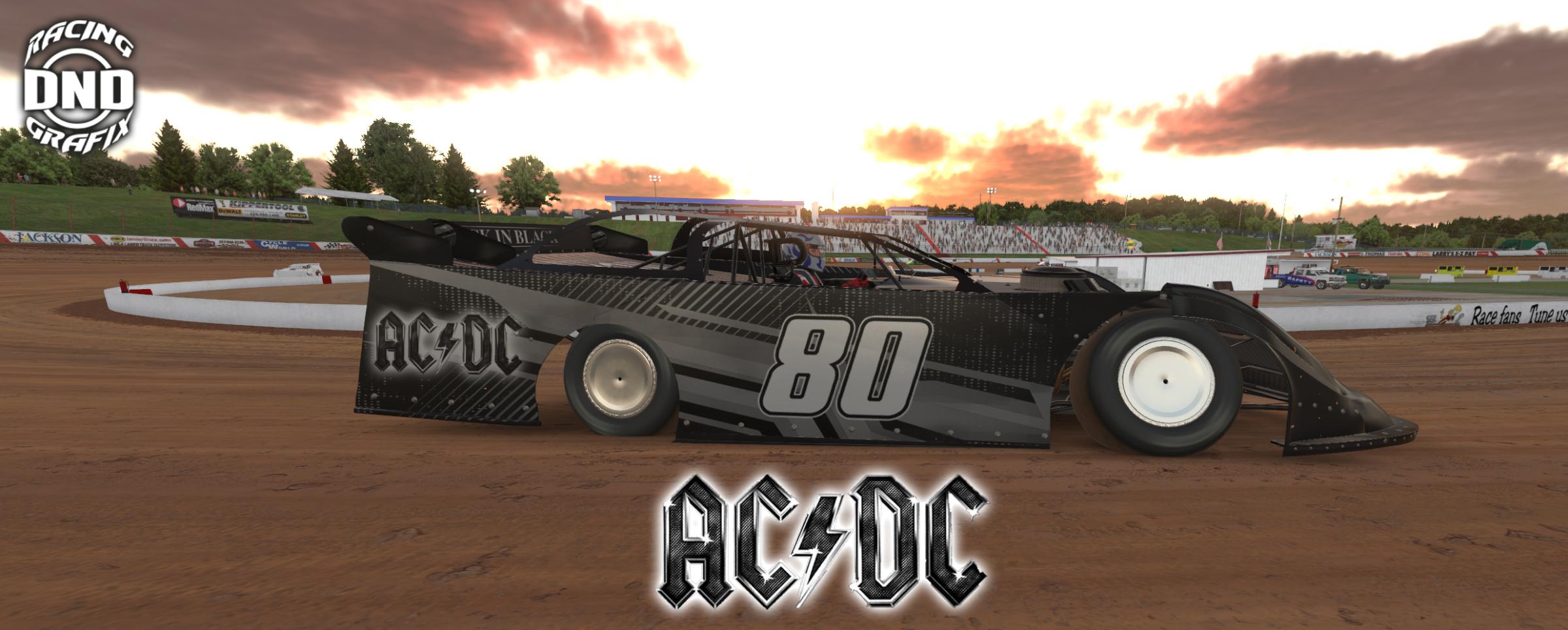 AC/DC Back in Black Dirt Late Model by Ricky Whittenburg Trading Paints