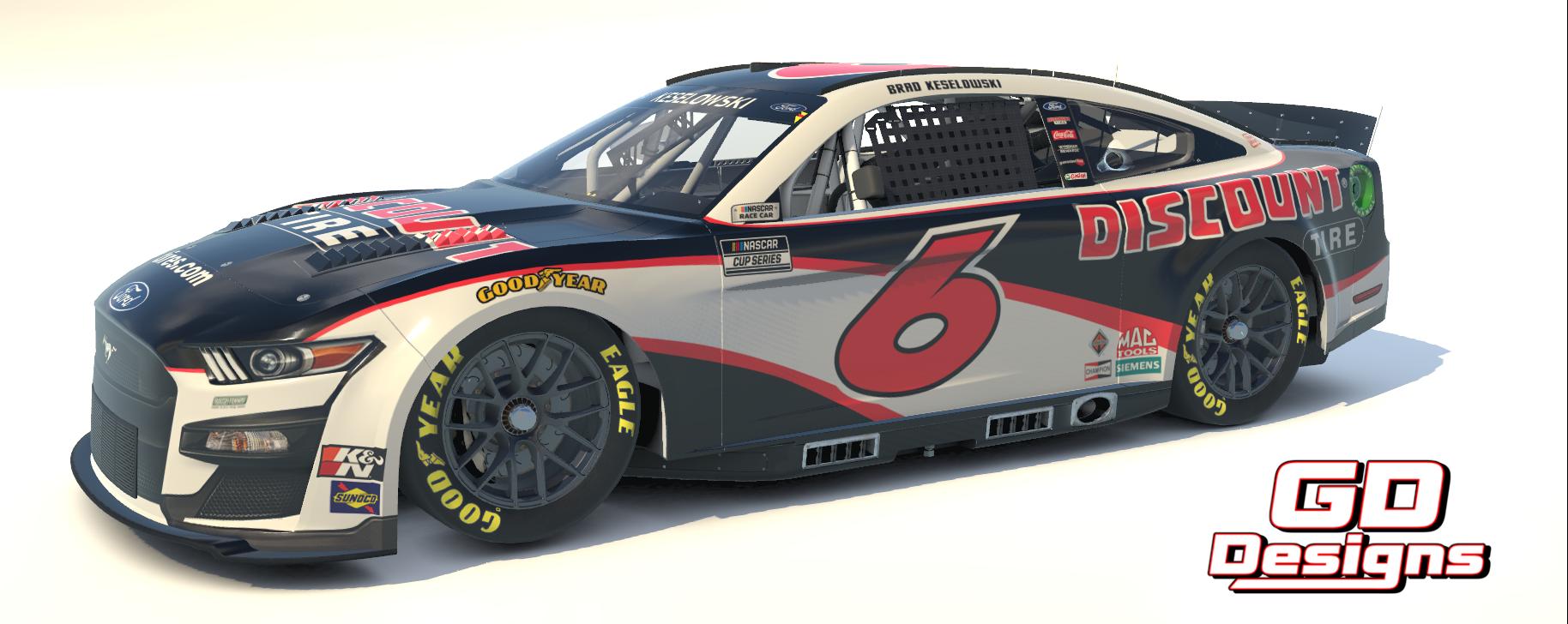 Brad Keselowski 6 Discount Tire Ford Mustang (Inverse) Fictional