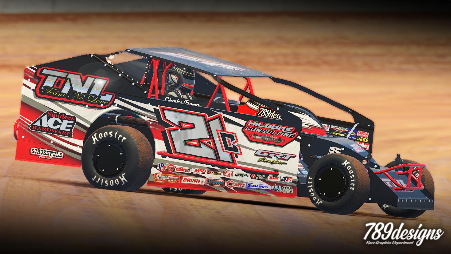 Charles Barnes Dirt Big Block Modified red by Garrett Marshall