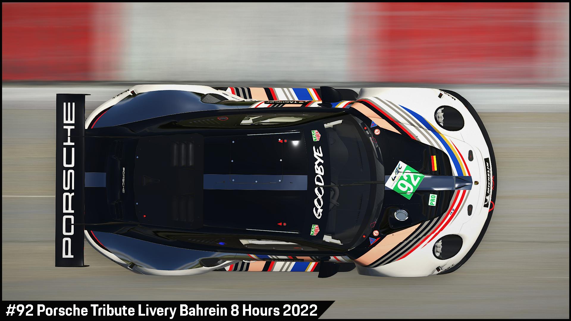 Preview of #92 Porsche Tribute Livery Bahrein 8 Hours 2022 by Sergio Hernando