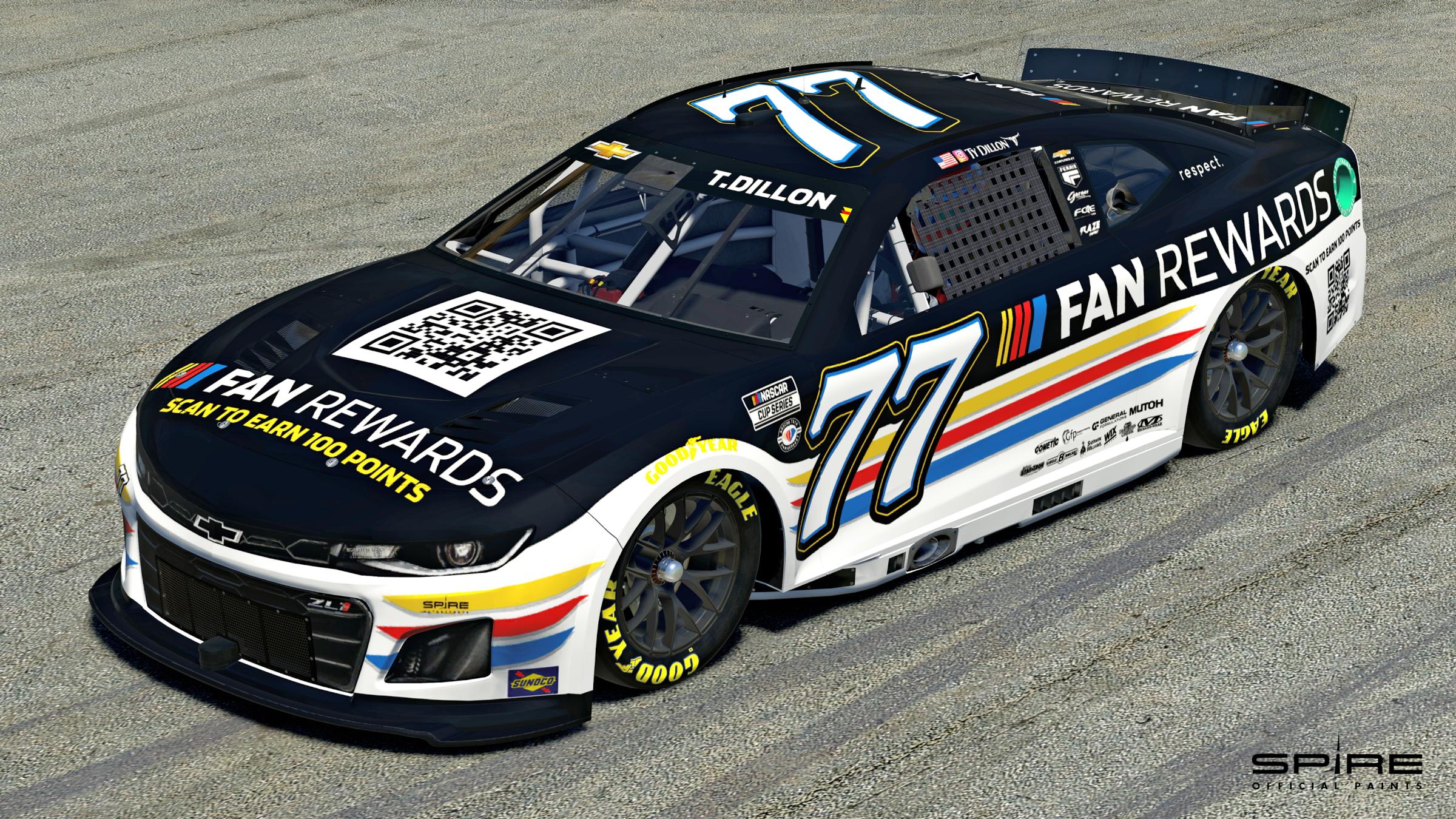 Official 2023 77 Ty Dillon NASCAR Fan Rewards With Numbers by Spire