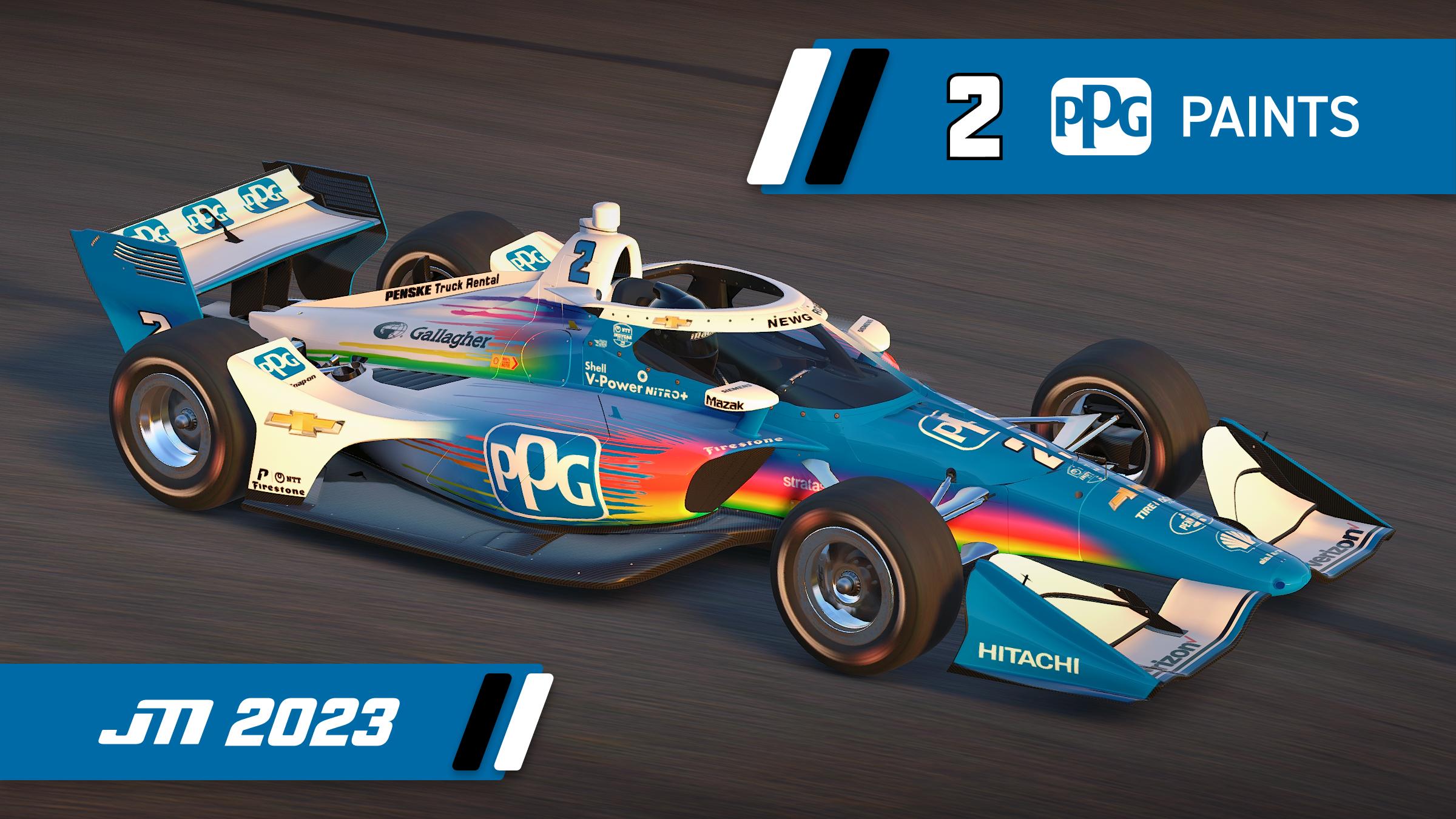 Preview of 2023 Josef Newgarden #2 PPG Dallara IR18 with Custom Number by Jeff McKeand