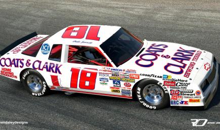 #18 Dale Jarrett Coats & Clark 1986-87 Monte Carlo 1/64th  Scale Slot Car Decal 