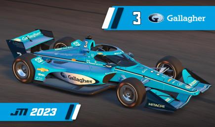 2023 Scott McLaughlin #3 Gallagher Insurance Dallara IR18 with Custom Number